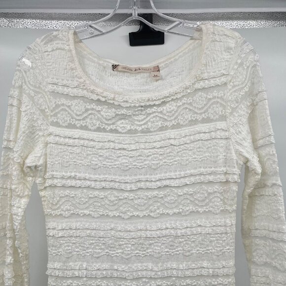 Chelsea & Violet Textured Lace Sheath Dress Midi Long Sleeve Ivory Size Medium - Picture 2 of 9